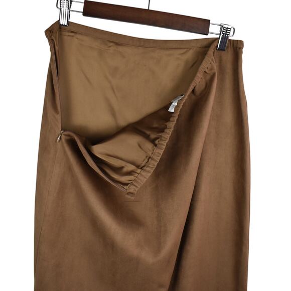 Vintage faux suede embroidered skirt dark caramel brown 10 petite western boho - Picture 9 of 9